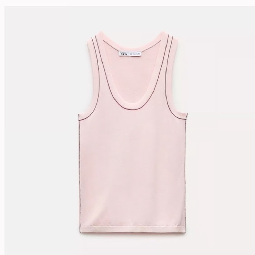 ZARA tank top pink dark brown lining NWT Woman’s Size Small